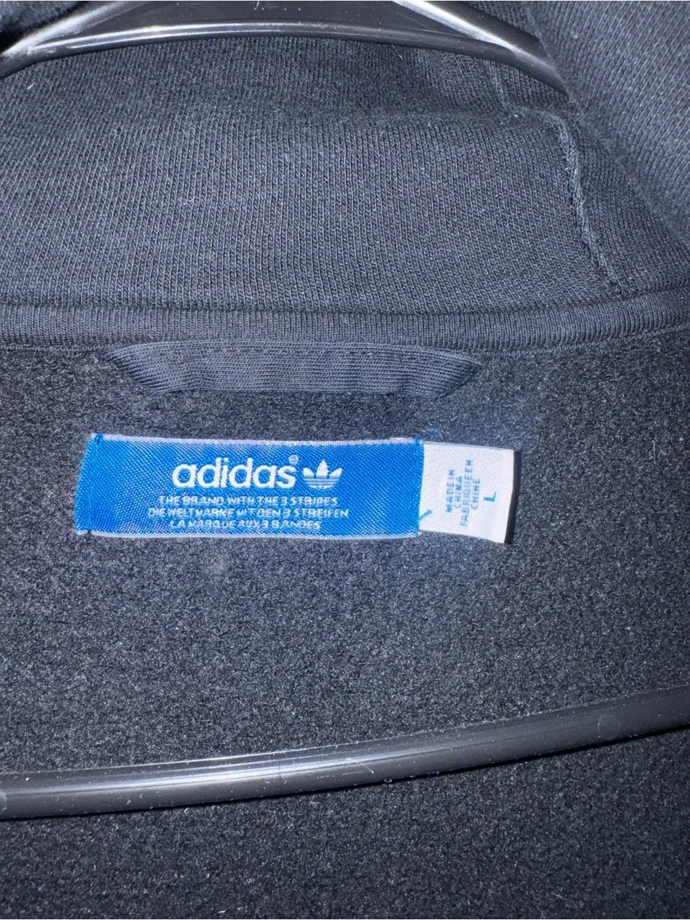 adidas Black Zip-Up Hoodie Jacket with Red Graphic